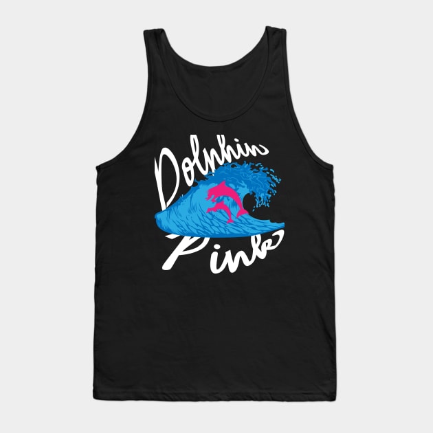 Making Waves with Pink Dolphin Wave: Explore the World of Surfing Pink River Dolphins Tank Top by AMRIART